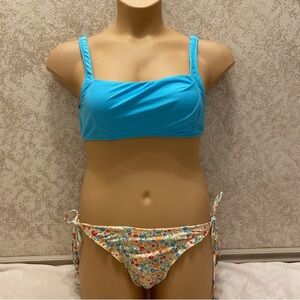 SHEIN Vibrant Blue Top with Floral Bikini Bottom